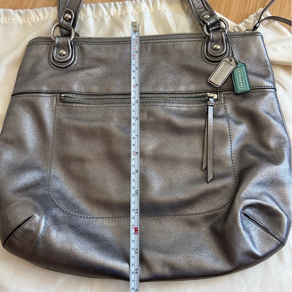 Metallic Pewter Coach Poppy Glam Tote - Picture 6 of 8